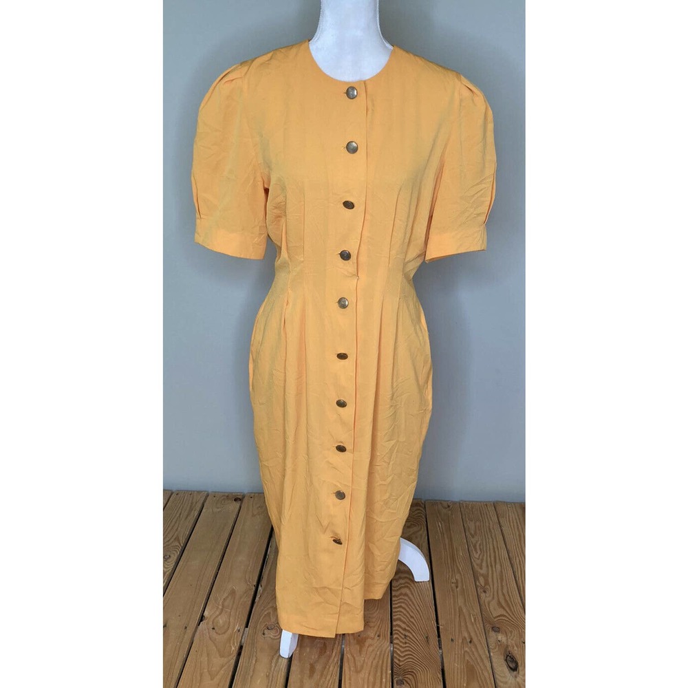 Vintage MS. CHAUS Button Front Midi Dress Size 10